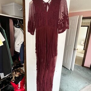 Elegant Burgundy Lace Dress